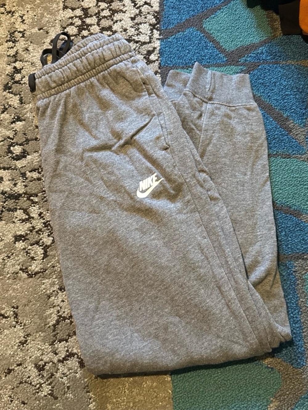 Nike Gray Kids Fleece Joggers with White Swoosh